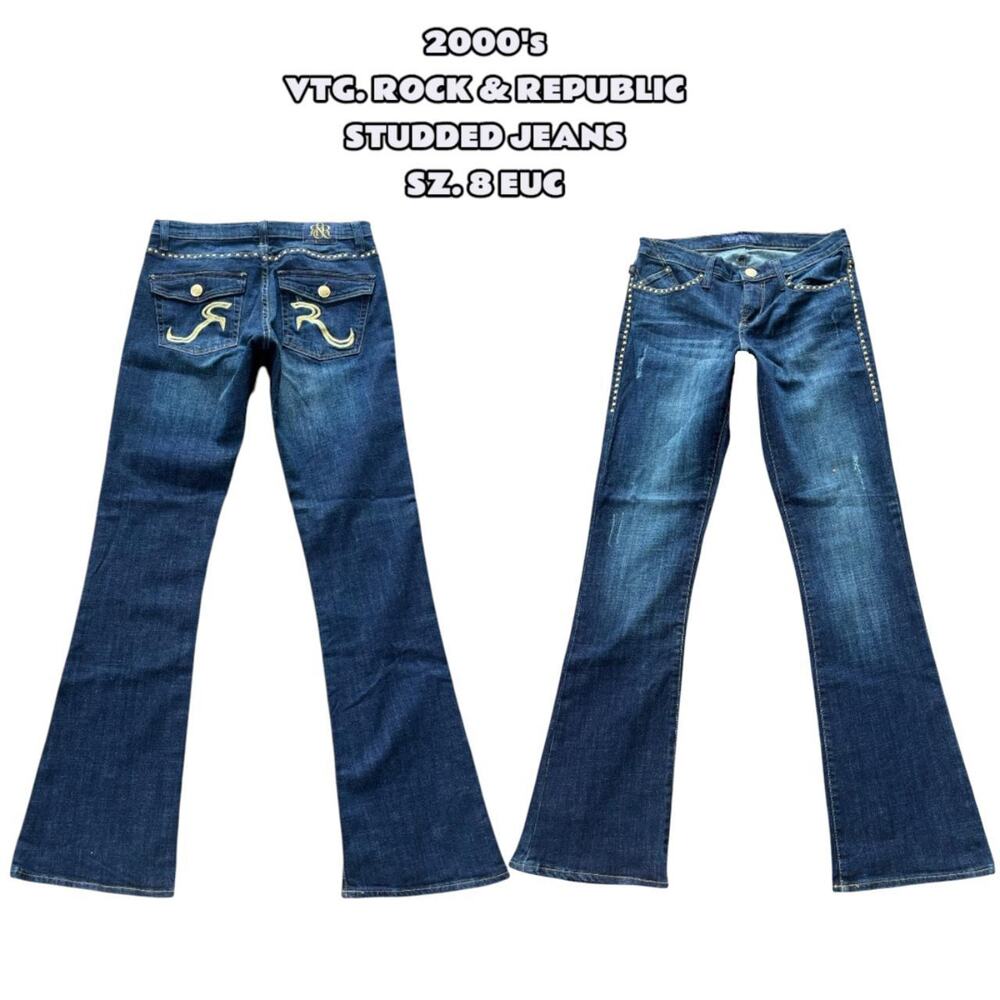 2000'S VT. ROCK & REPUBLIC DARK WASH STUDDED JEANS SZ. 8‎